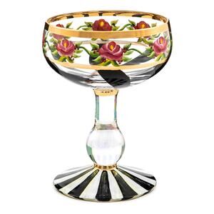 MacKenzie-Childs Maypole Black Coupe Glass New